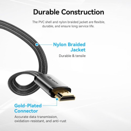 Кабель мультимедийный HDMI to HDMI 2.0m V2.1 8K 60Hz flat Vention (ALKBH)