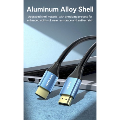 Кабель мультимедийный HDMI to HDMI 10.0m V2.0 4K 60Hz Aluminum Alloy Blue Vention (ALHSL)