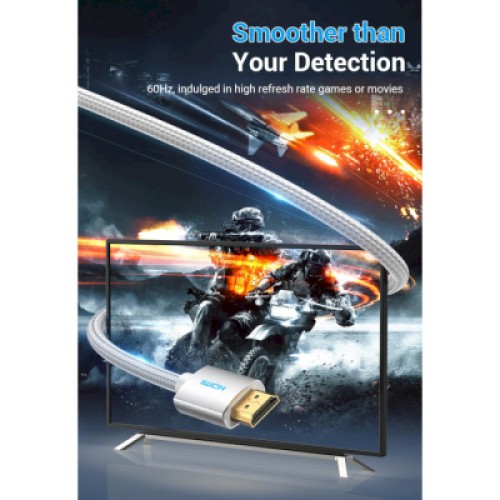 Кабель мультимедийный HDMI to HDMI 10.0m V2.0 4K 60Hz Silver Metal Type Vention (AABIL)