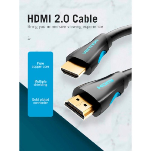 Кабель мультимедийный HDMI to HDMI 15.0m V2.0 4K 30Hz PVC VENTION (VAA-M02-B1500)