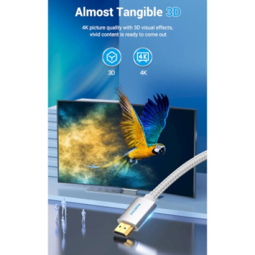 Кабель мультимедийный HDMI to HDMI 15.0m V2.0 4K Silver Metal Type VENTION (AABIN)