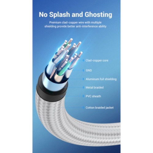 Кабель мультимедийный HDMI to HDMI 15.0m V2.0 4K Silver Metal Type VENTION (AABIN)