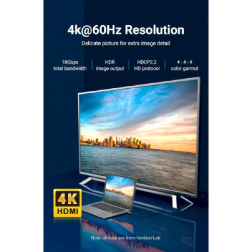 Кабель мультимедийный HDMI to HDMI 20.0m V2.0 Optical 4K 60Hz 18Gbps Dolby 7.1 PVC Black Zinc Alloy VENTION (ALABQ)