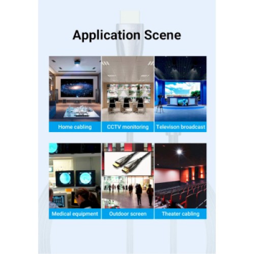 Кабель мультимедийный HDMI to HDMI 30.0m V2.0 Optical 4K 60Hz 18Gbps Dolby 7.1 PVC Black Zinc Alloy VENTION (ALABT)