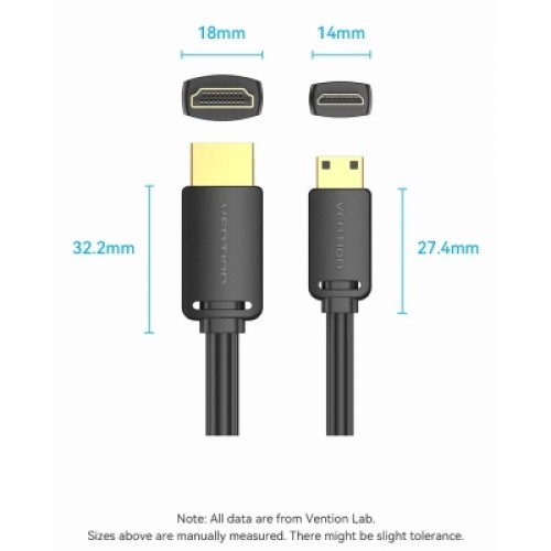 Кабель мультимедийный HDMI A to HDMI C (mini), 1.5m V2.0 4K 60Hz 18Gbps HDR Dolby Vention (AGHBG)