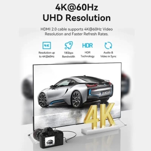 Кабель мультимедийный HDMI A to HDMI C (mini), 1.5m V2.0 4K 60Hz 18Gbps HDR Dolby Vention (AGHBG)