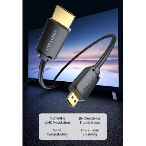 Кабель мультимедийный HDMI A to HDMI C (mini), 1.5m V2.0 4K 60Hz 18Gbps HDR Dolby Vention (AGHBG)