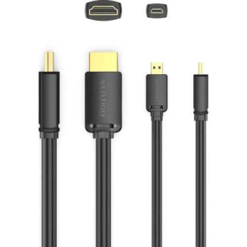 Кабель мультимедийный HDMI to Micro HDMI 1.5m V2.0 4K 60Hz 18Gbps HDR Dolby VENTION (AGIBG)