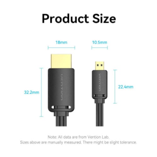 Кабель мультимедийный HDMI to Micro HDMI 1.5m V2.0 4K 60Hz 18Gbps HDR Dolby VENTION (AGIBG)
