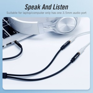 Кабель мультимедійний Jack 3.5mm 4pin M to 2X 3.5mm F VENTION (BBVBY)