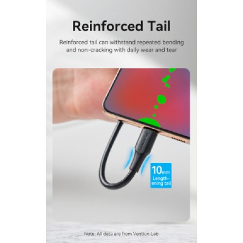 Дата кабель USB 2.0 AM to Type-C 0.5m 3.0A (18W) PVC VENTION (CTHBD)