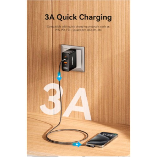 Дата кабель USB-C to USB-C 0.5m USB2.0 60W (20V/3A) angle 90° Gray Aluminum Alloy VENTION (TRAHD)