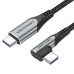 Дата кабель USB-C to USB-C 0.5m USB2.0 60W (20V/3A) angle 90° Gray Aluminum Alloy VENTION (TRAHD)