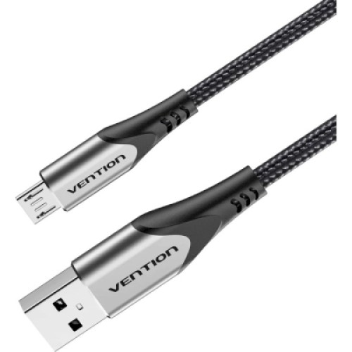 Дата кабель USB 2.0 AM to Micro 5P 0.25m 3.0A (18W) PVC Gray Aluminum Alloy Vention (COAHC)
