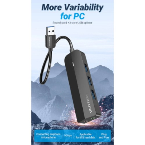 Концентратор VENTION USB 3.0 to 3хUSB 3.0/2хTRS Audio/USB Micro 1.0m (CHIBF)