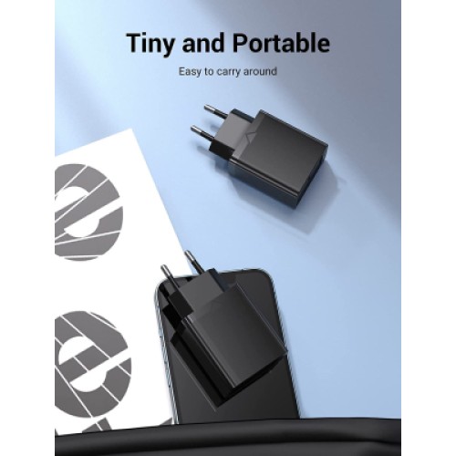 Зарядное устройство Vention 1xUSB 20W (USB-С) PD black (FADB0-EU)