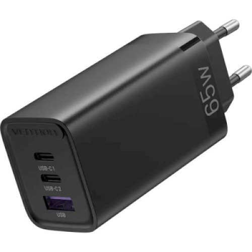 Зарядное устройство Vention 3xUSB 65W (2xUSB-C+USB-A) PD3.0+QC4.0 black (FEDB0-EU)