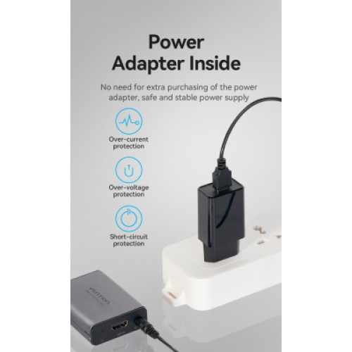 Адаптер HDMI via UTP up to 60m w/Power adapter(RX/TX) V1.4 1080p 60Hz 3D DD7.1 Vention (AKGH0-EU)