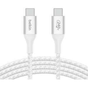 Дата кабель USB-C to USB-C 2.0m 240W white Belkin (CAB015BT2MWH)