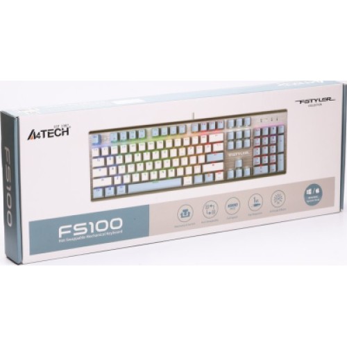 Клавиатура A4Tech FS100 RGB FS Switch USB Icy Blue (4711422004069)