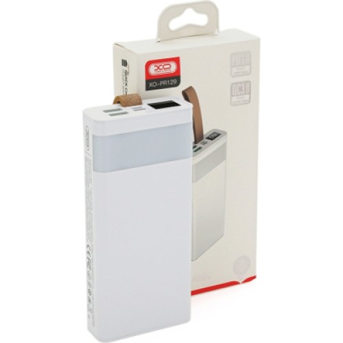 Батарея универсальная XO 20000mAh, PD/20W, QC/22.5W, flashlight, Micro-USB, Type-C, USB-A*2, white (XO-PR129W / 29304)