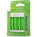Зарядное устройство для аккумуляторов Gp ReCyko 4-Slot E411 USB Charger (w/ 4's 2100mAh AA Batteries) (GPE411 210AAHCN-2B4)