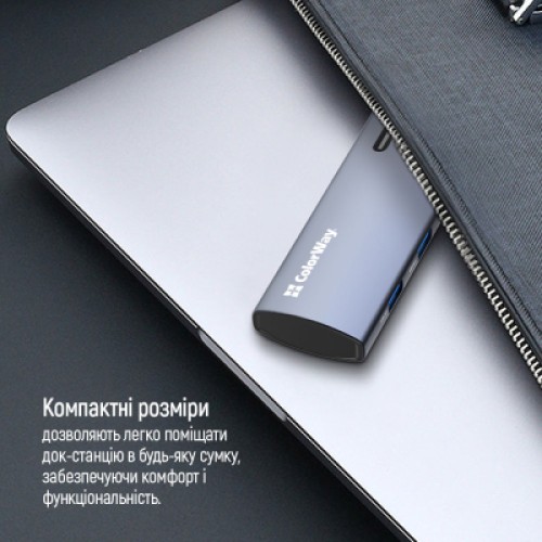 Порт-репликатор ColorWay Docking Station USB-C 5-в-1 Type C PD 100W/USB3.0х3/HDMI 4К (CW-HUB01)