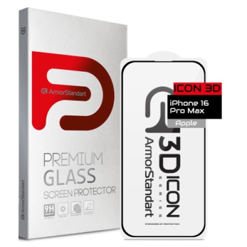 Стекло защитное Armorstandart Icon 3D Apple iPhone 16 Pro Max Black (ARM78030)