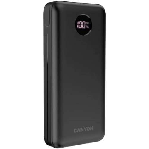 Батарея универсальная Canyon PB-2002 20000mAh, PD/20W, QC/3.0/22.5W, Black (CNE-CPB2002B)