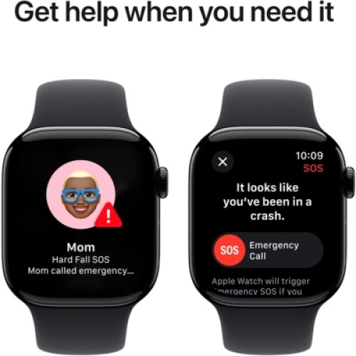 Смарт-часы Apple Watch Series 10 GPS 42mm Jet Black Aluminium Case with Black Sport Band - M/L (MWWF3QH/A)