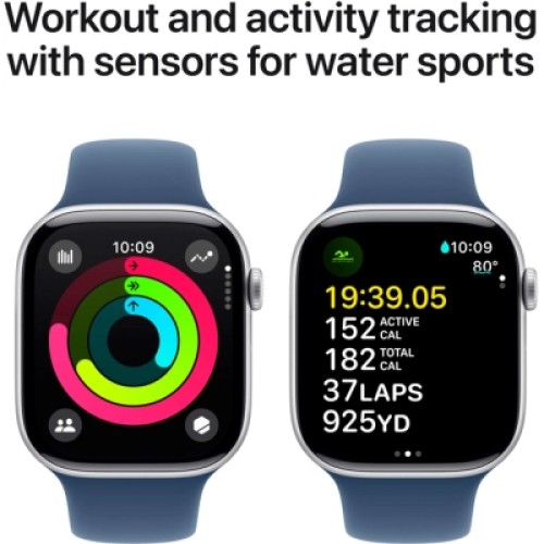 Смарт-часы Apple Watch Series 10 GPS 46mm Silver Aluminium Case with Denim Sport Band - S/M (MWWL3QH/A)