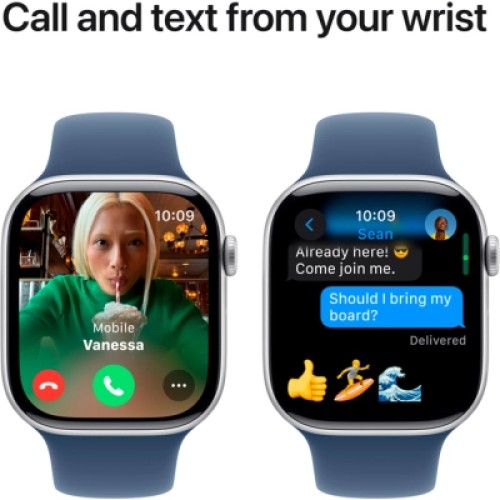 Смарт-часы Apple Watch Series 10 GPS 46mm Silver Aluminium Case with Denim Sport Band - S/M (MWWL3QH/A)