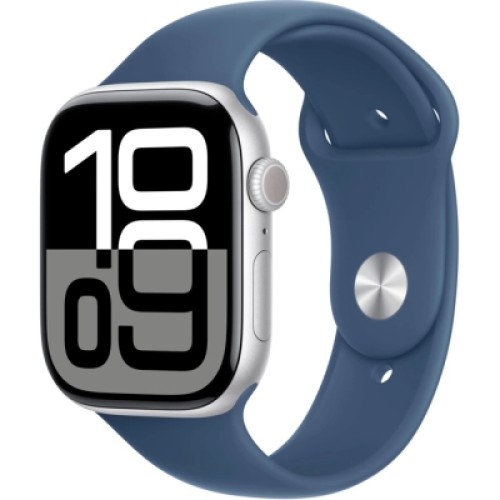 Смарт-часы Apple Watch Series 10 GPS 46mm Silver Aluminium Case with Denim Sport Band - S/M (MWWL3QH/A)