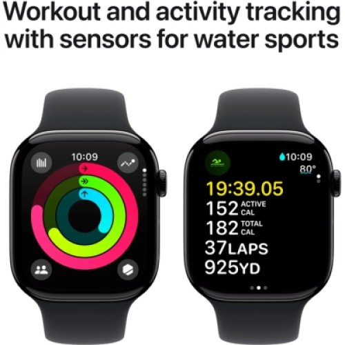 Смарт-часы Apple Watch Series 10 GPS 46mm Jet Black Aluminium Case with Black Sport Band - M/L (MWWQ3QH/A)