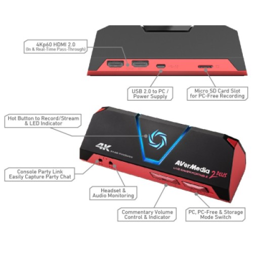 Устройство захвата видео AVerMedia GC513 LGP 2 Plus, 2160p60(pass-trought), 1080p60(record) (61GC5130A0AH)