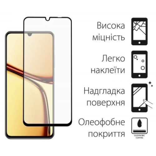 Стекло защитное Dengos Full Glue Realme C61 (black) (TGFG-372)