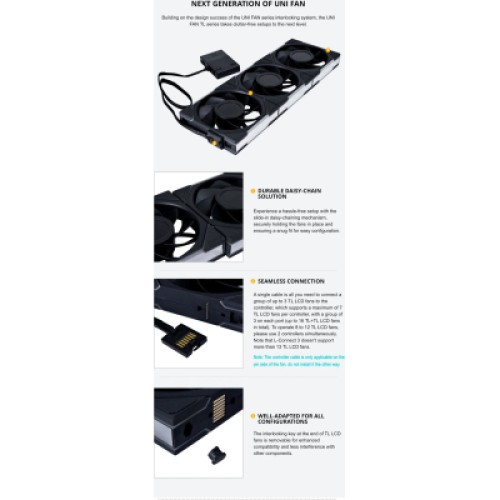 Кулер для корпуса Lian Li Reverse TL LCD 140-1, Black (G99.14RTLLCD1B.00)