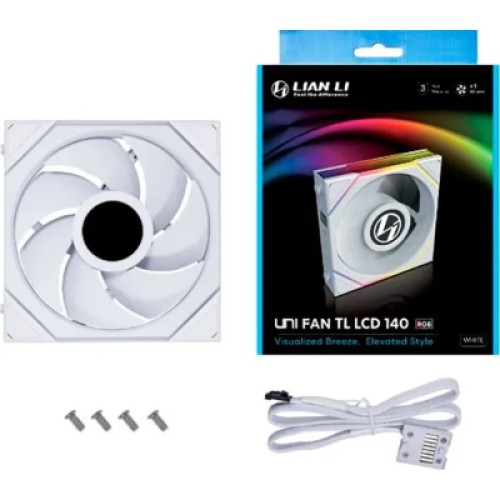 Кулер для корпуса Lian Li TL LCD 140-1, White (G99.14TLLCD1W.00)