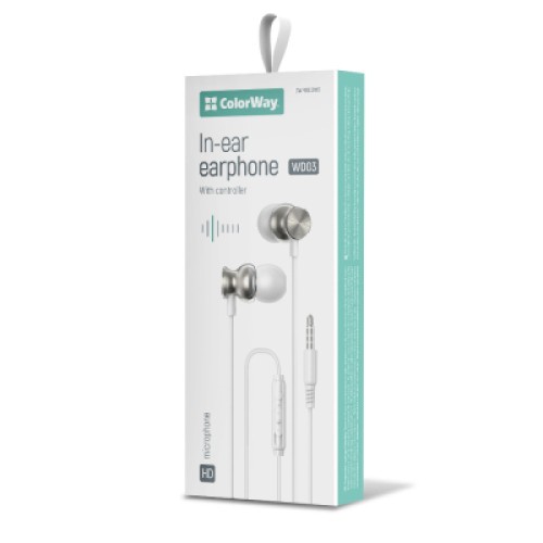 Наушники ColorWay 3.5 mm Wired Earphone UrbanBeat White (CW-WD03WT)