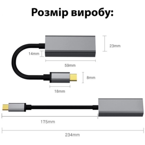 Адаптер Dynamode USB3.0 Type-C to 1000/100 Mbit/s RJ-45 (RTL8153) 0.13 m (DM-AD-GLAN-C)