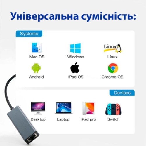 Адаптер Dynamode USB3.0 Type-C to 1000/100 Mbit/s RJ-45 (RTL8153) 0.13 m (DM-AD-GLAN-C)