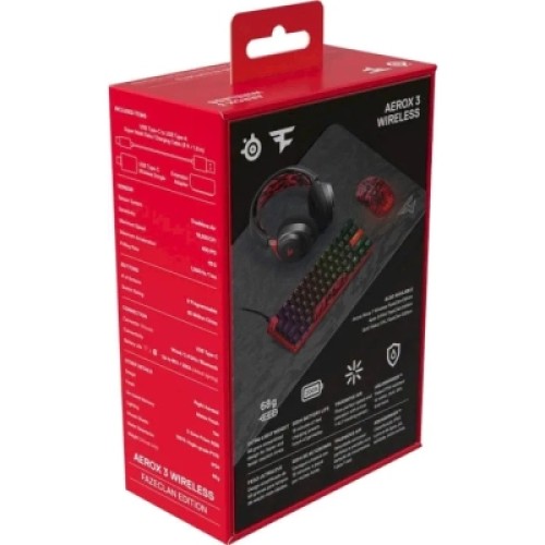 Мышка SteelSeries Aerox 3 Bluetooth RGB Faze Clan Edition Red (62609)