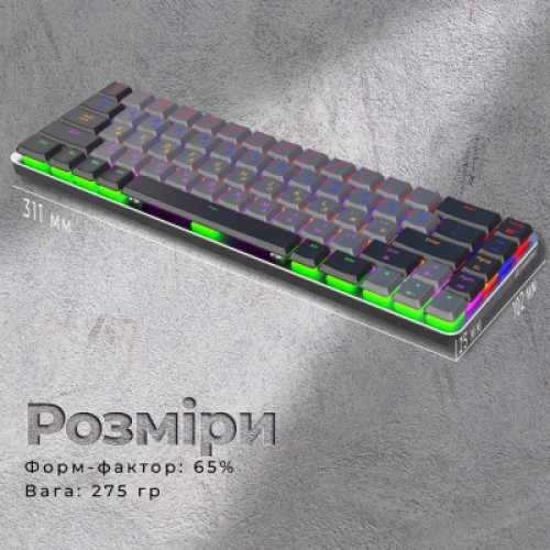 Клавиатура GamePro MK122R Red Swich Low Profile Wireless Dark Gray (MK122R)