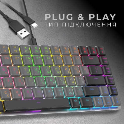 Клавиатура GamePro MK141R Red Swich Low Profile RGB USB Dark Gray (MK141R)