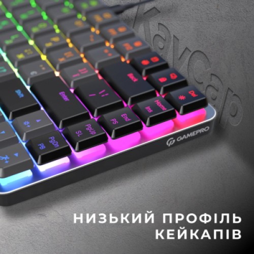 Клавиатура GamePro MK141R Red Swich Low Profile RGB USB Dark Gray (MK141R)