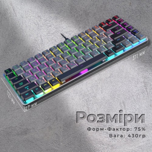 Клавиатура GamePro MK141R Red Swich Low Profile RGB USB Dark Gray (MK141R)