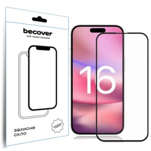 Стекло защитное BeCover Apple iPhone 16 Black (712122)