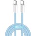 Дата кабель USB-C to USB-C 1.0m 60W 3.0А blue ColorWay (CW-CBPDCC061-BL)