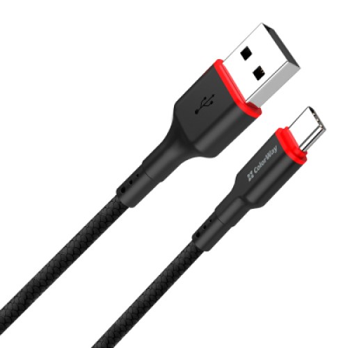 Дата кабель USB 2.0 AM to Type-C 1.0m 2.4А black ColorWay (CW-CBUC064-BK)