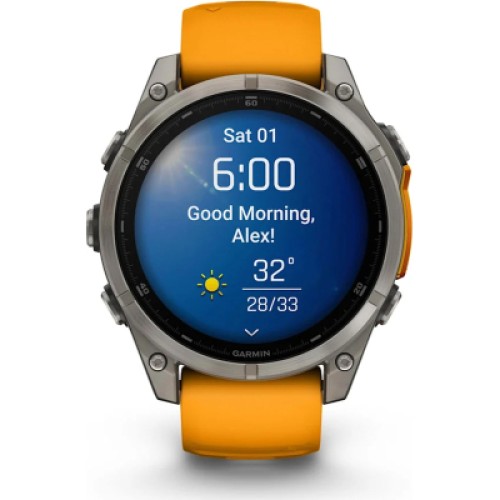Смарт-часы Garmin fenix 8 47mm, AMOLED, Saph, Ti/Bare/Grpht, SparkOrg/GrphtBd, (010-02904-11)